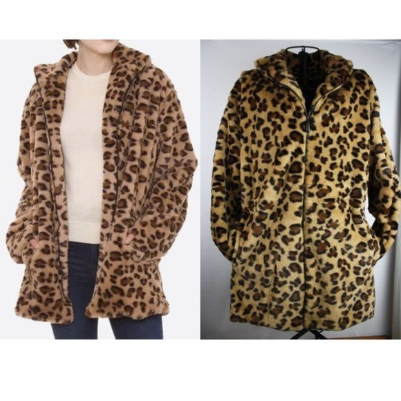 Viv's Boutique Jackets & Blazers - Faux Fur Leopard Print Teddy Jacket Lined